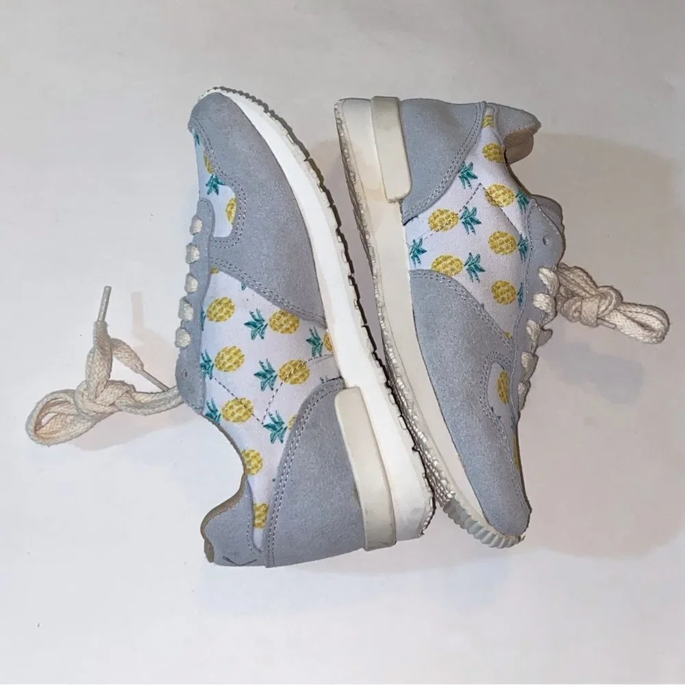 Inkkas Unisex USA-W 5 USA-M 3 Pineapple Print Sneakers - Blue and Yellow